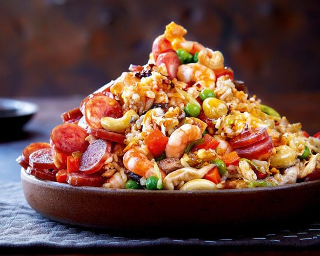 Steamed lap cheong with five treasure fried rice