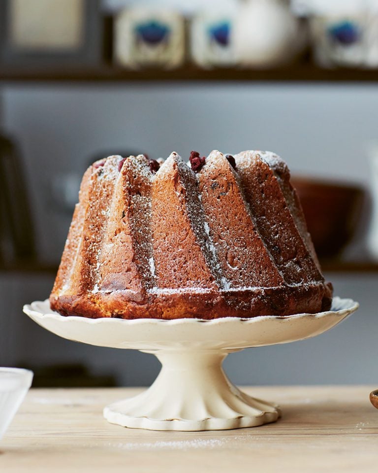 Orange gugelhupf with cranberries