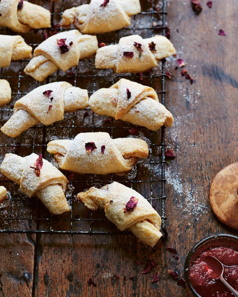 Rose petal jam crescents