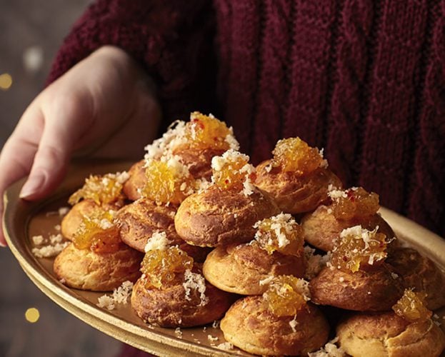 Gougères with pineapple chilli jam