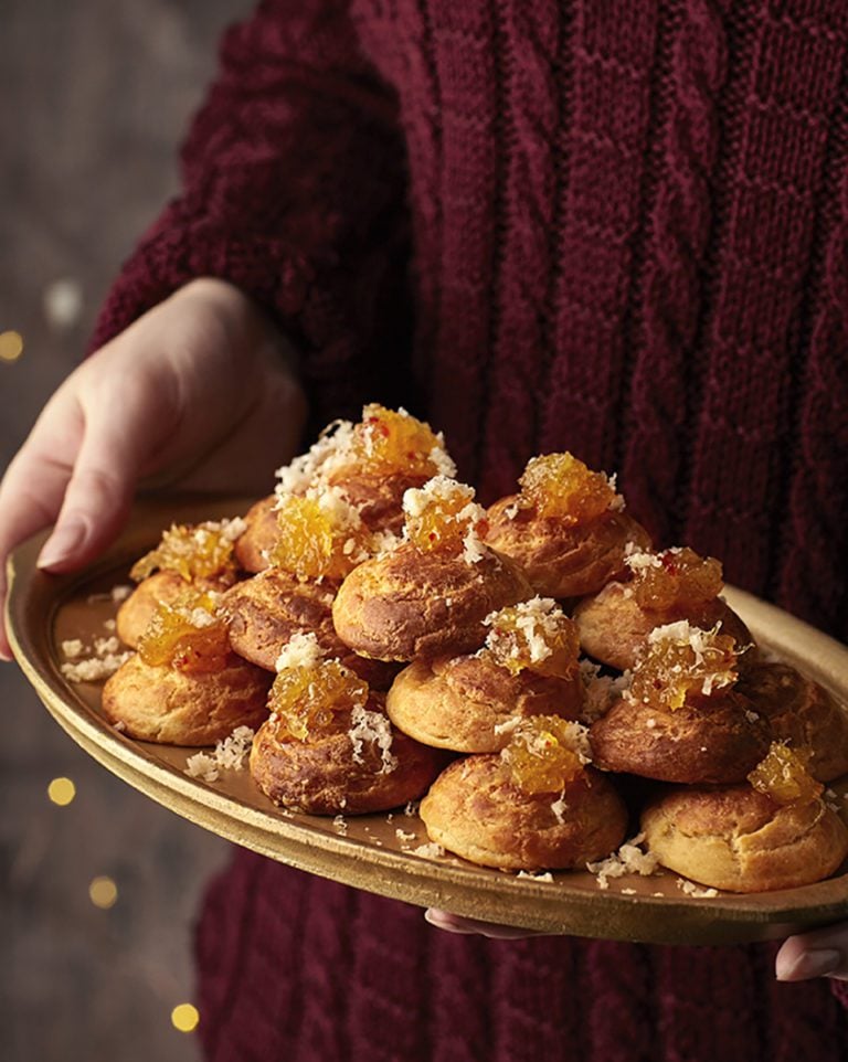 Gougères with pineapple chilli jam