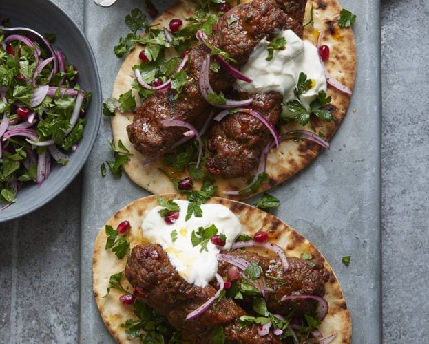 Spiced lamb and barberry kababs