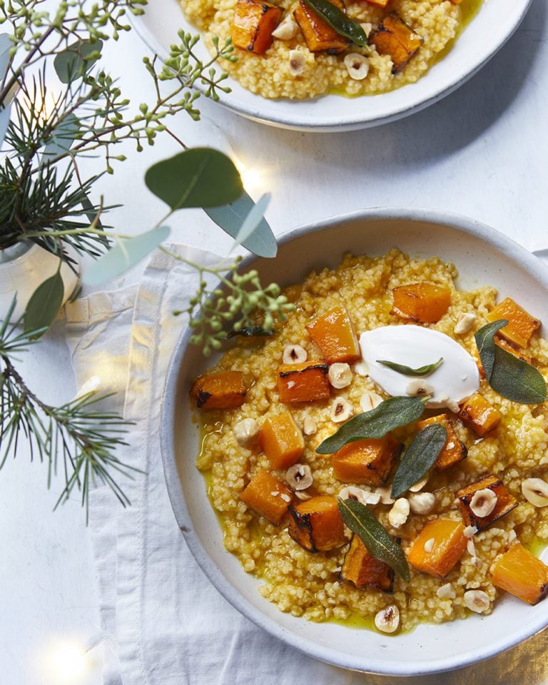 Vegan butternut squash risotto with millet