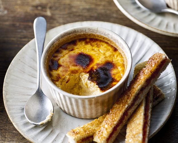 Parmesan and paprika custards with quince toast