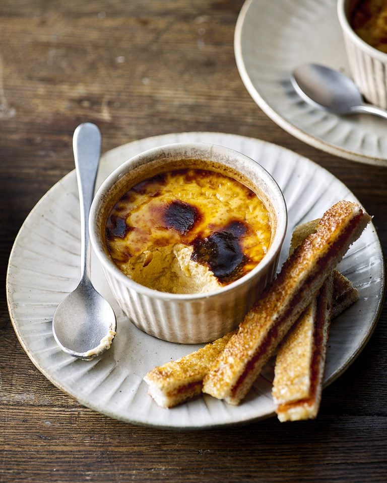 Parmesan and paprika custards with quince toast