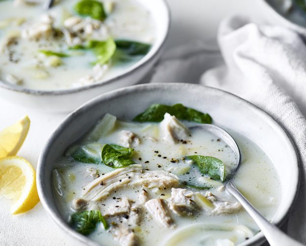 Chicken, lemon and orzo soup