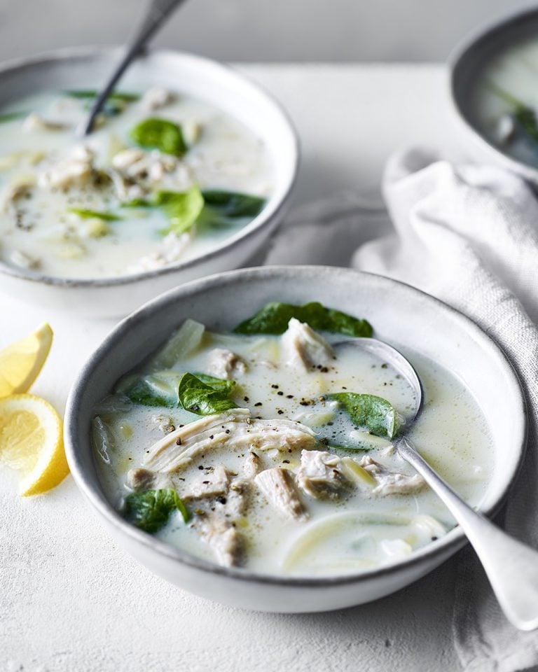 Chicken, lemon and orzo soup