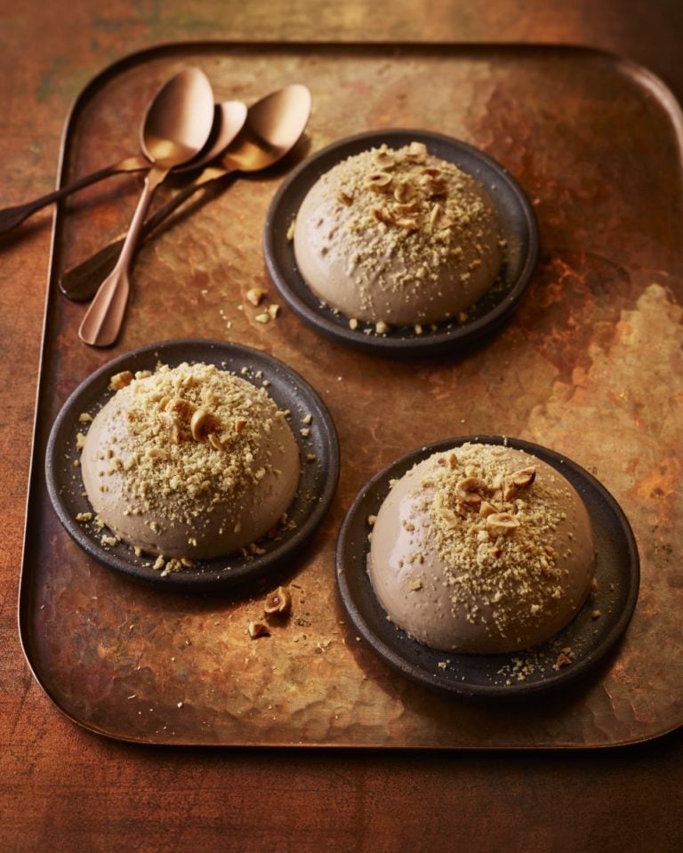 Coffee and malt biscuit pannacotta