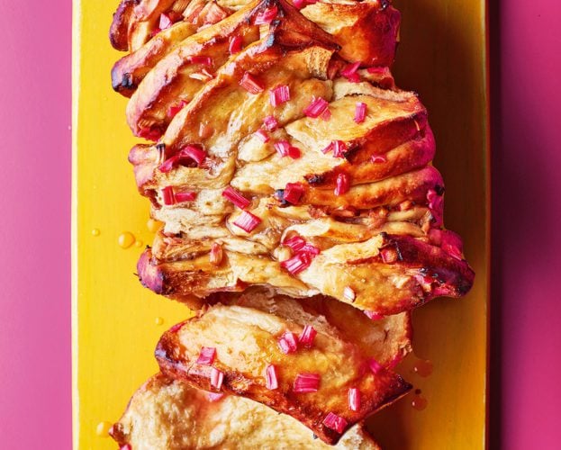 Rhubarb brioche loaf