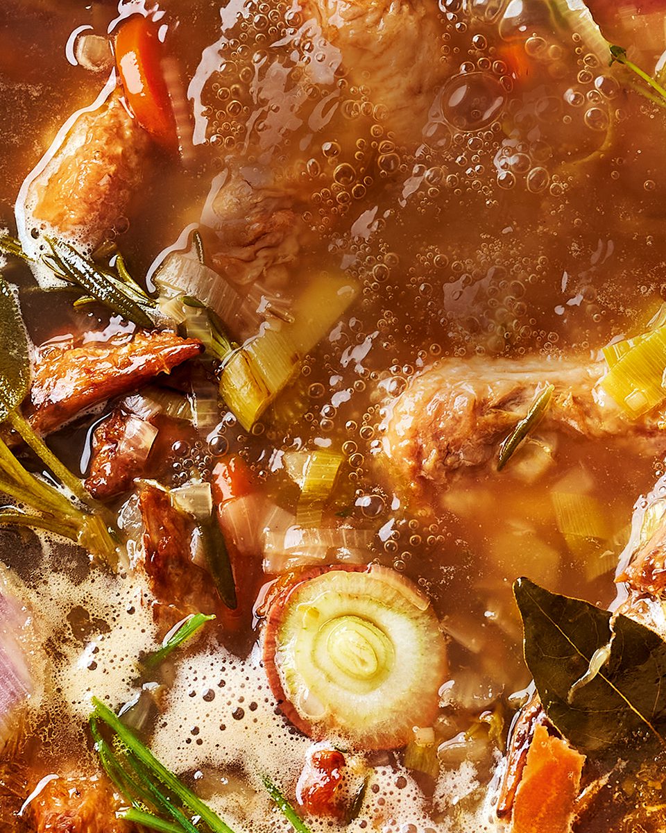 Homemade chicken stock delicious. magazine