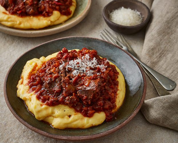 Venison and tomato ragù with polenta
