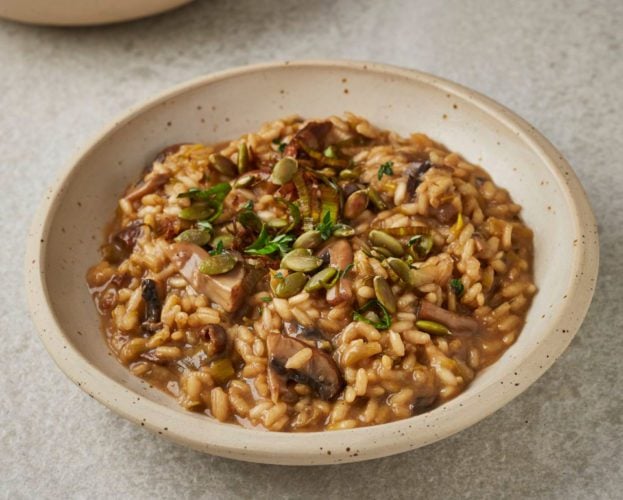 Pressure cooker mushroom and leek risotto