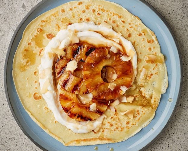 Caramelised pineapple pancakes
