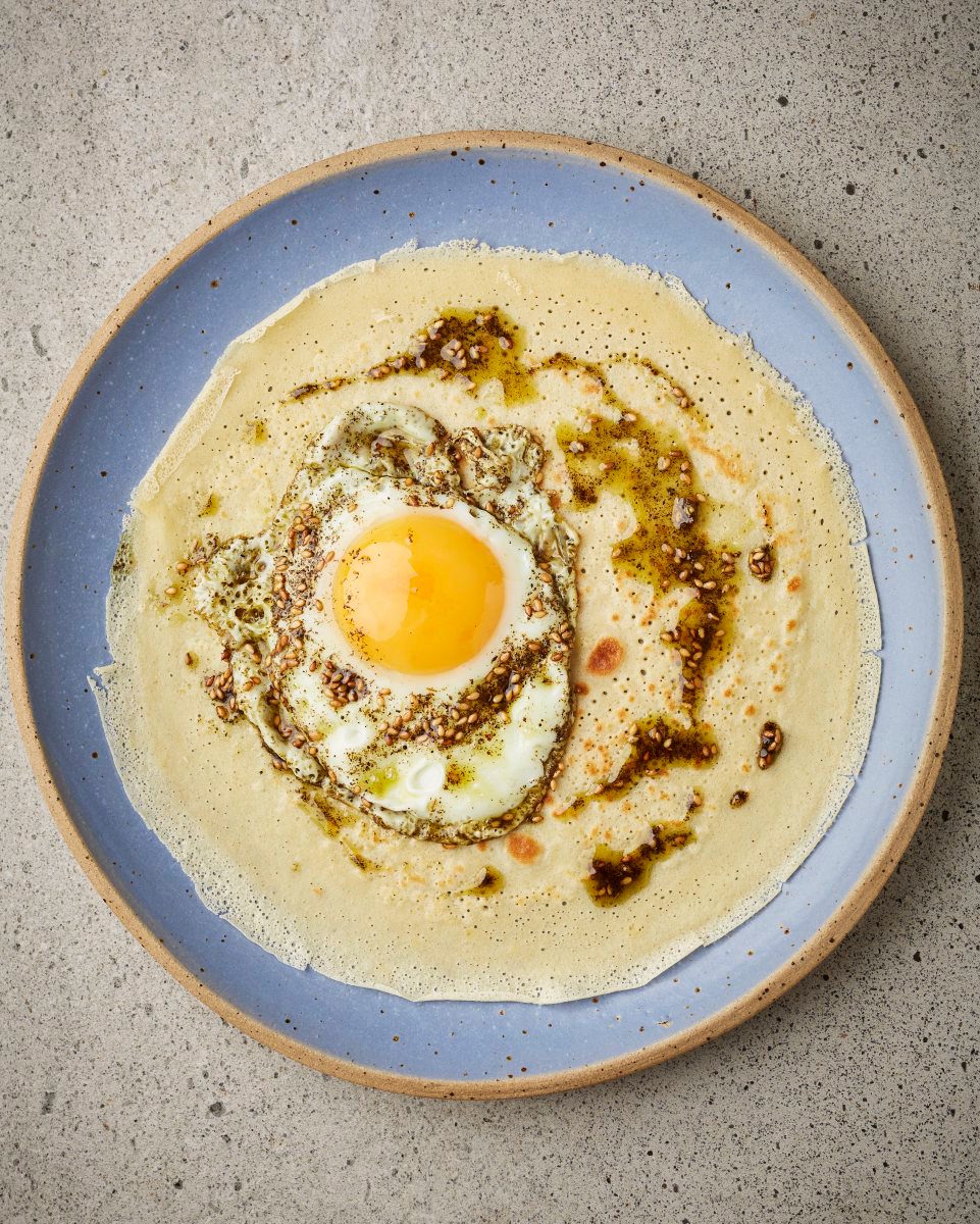 Pancakes with za’atar fried eggs delicious. magazine