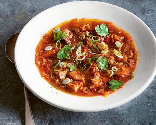 Pressure cooker kimchi and pork-belly soup