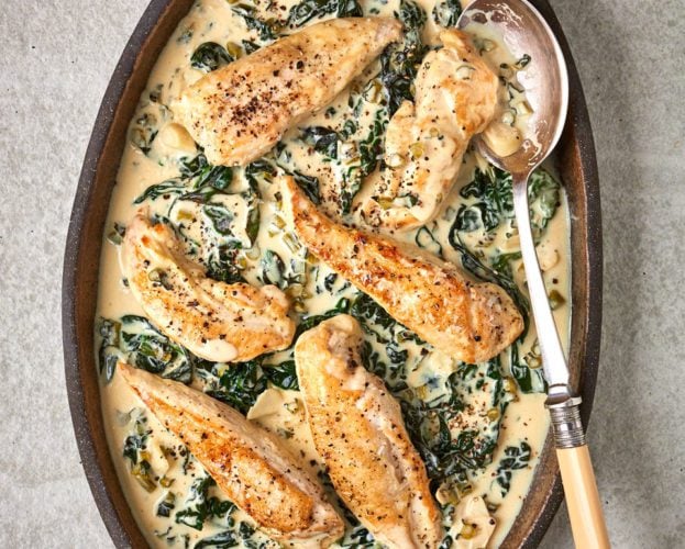 Chicken florentine with winter greens