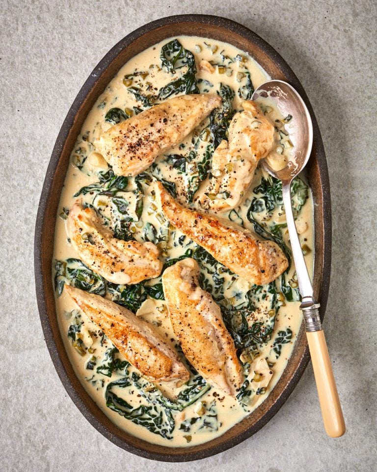 Chicken florentine with winter greens