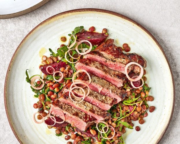 Steak lentils