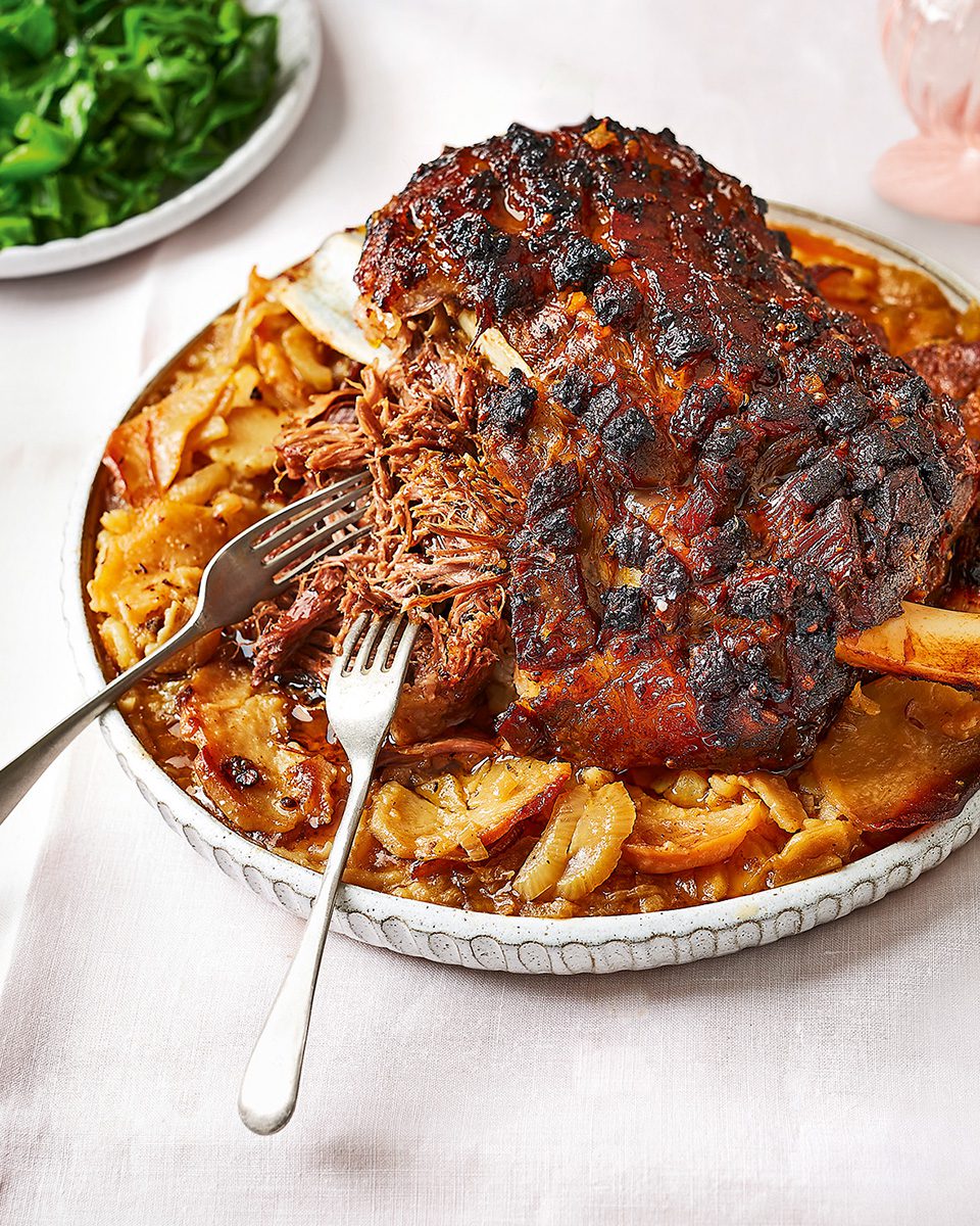 Roast mutton shoulder with roast potatoes delicious. magazine