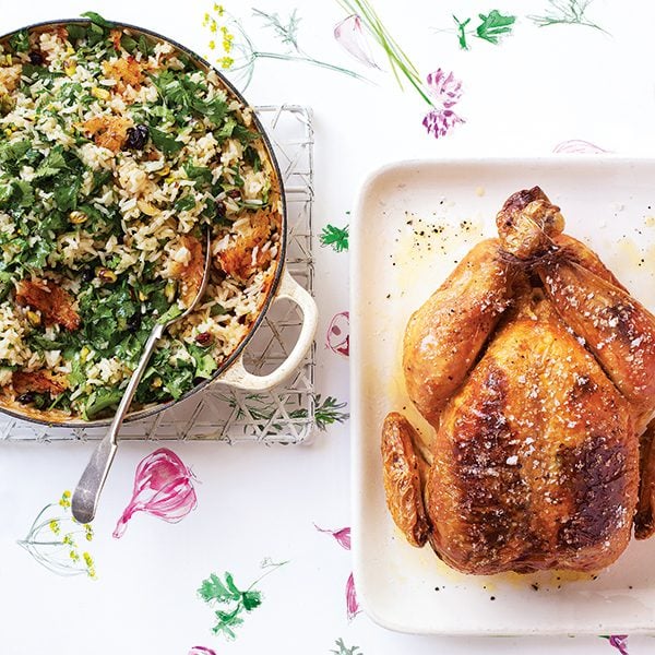 Roast chicken with pilaf
