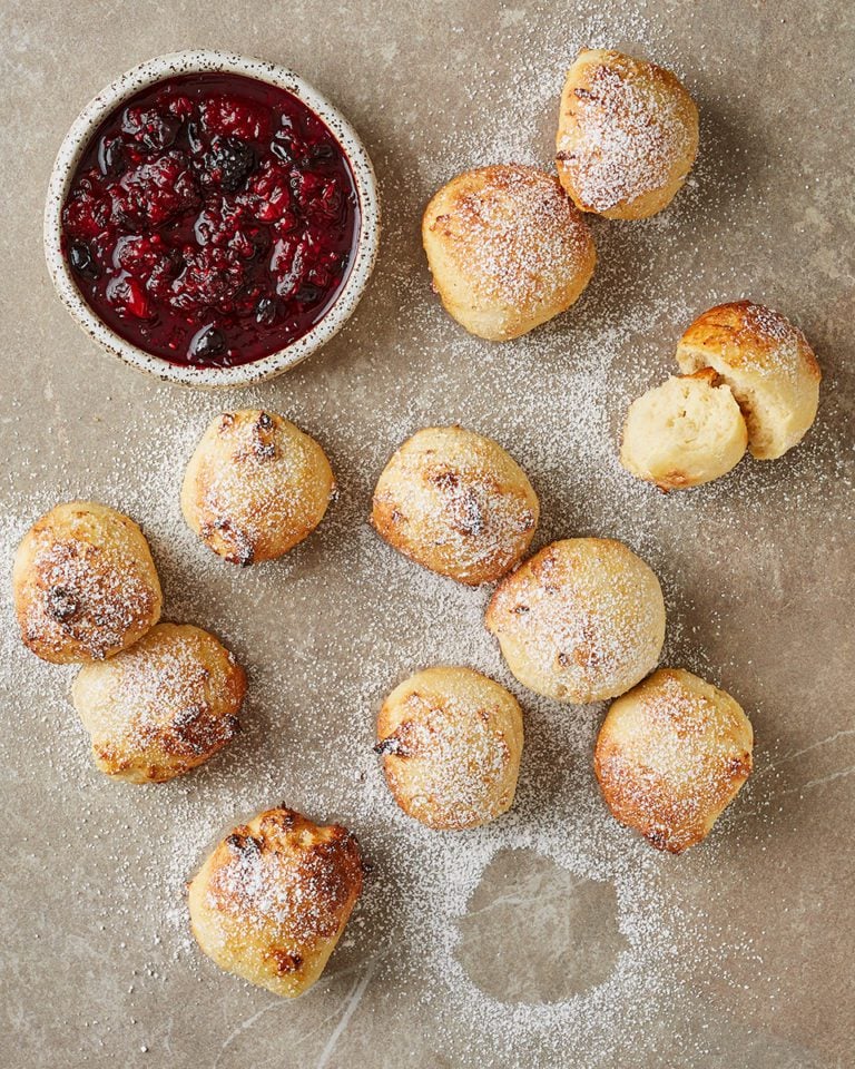 Air fryer doughnuts with quick berry compote