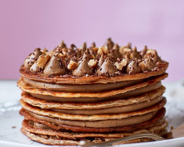 Walnut and coffee pastry layer cake