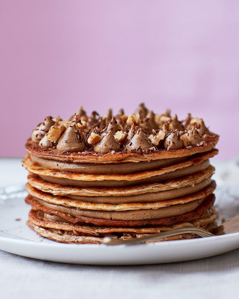 Walnut and coffee pastry layer cake