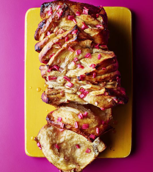 Rhubarb and custard brioche