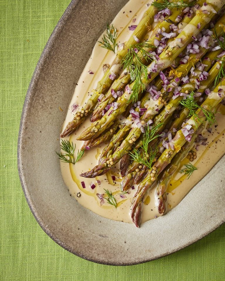 Pickled asparagus tonnato