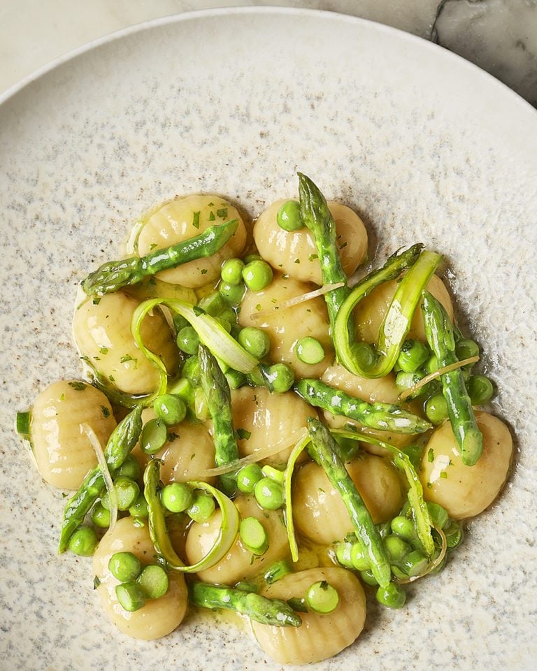 Spring vegetable gnocchi with beurre blanc