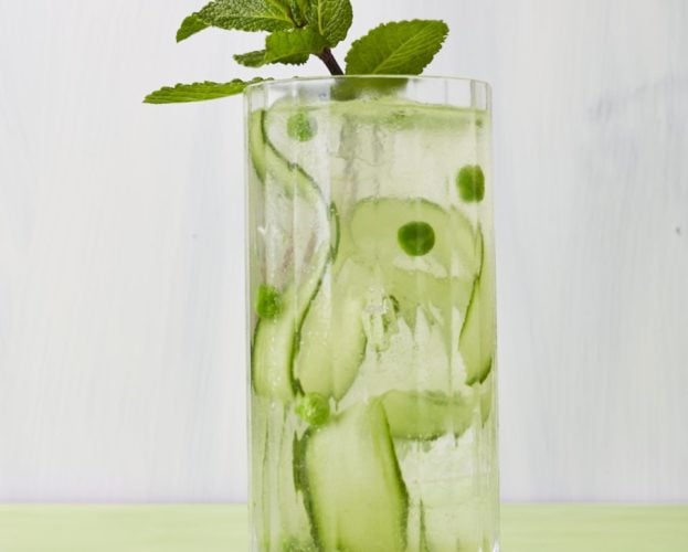 Pea and mint gin and tonic