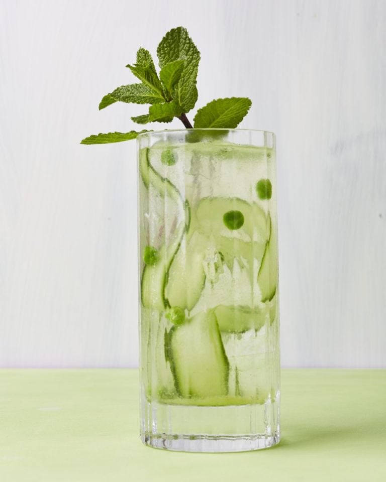 Pea and mint gin and tonic