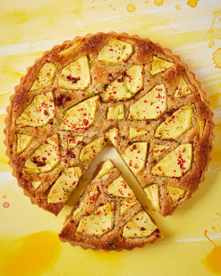 Pineapple and pink peppercorn frangipane tart