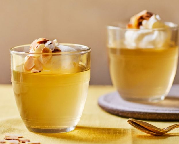 Elderflower jellies with boozy cream