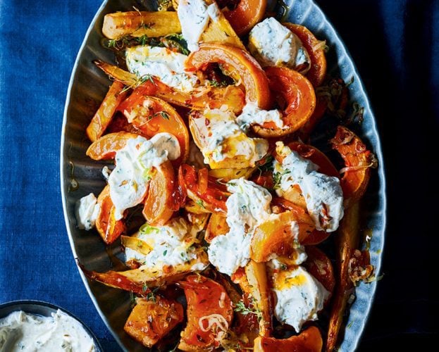 Marmalade-roasted squash with herby labneh