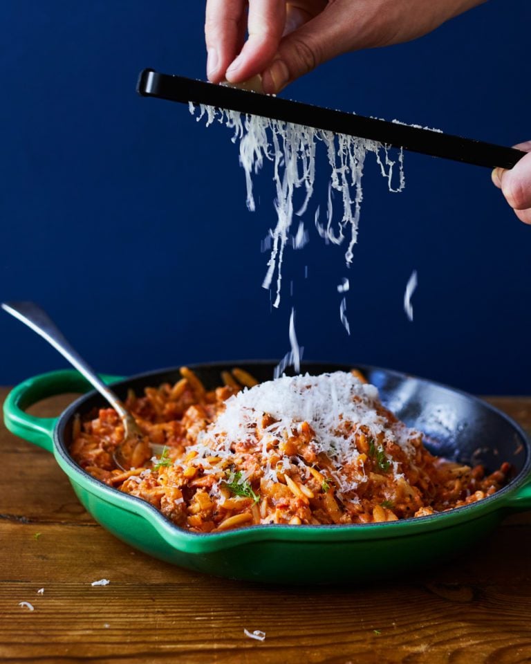 Sausage, fennel and mascarpone orzo