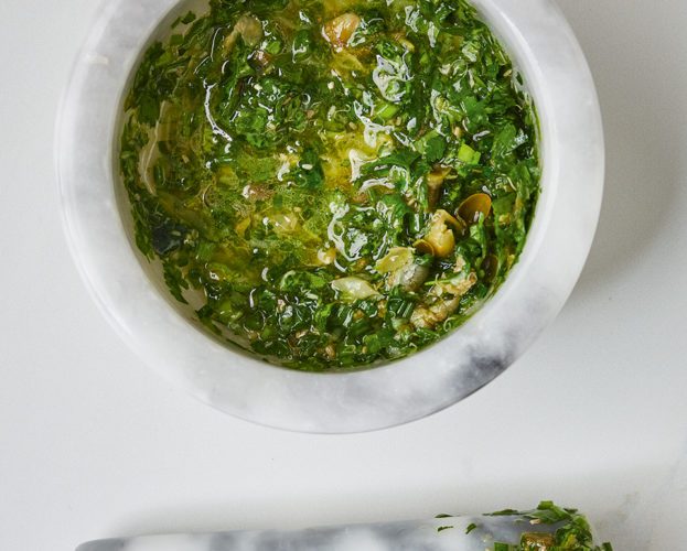 Homemade herby salsa