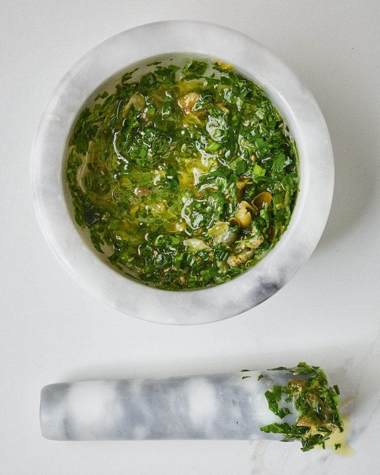 Homemade herby salsa