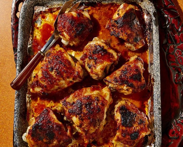 Miso and gochujang butter roast chicken