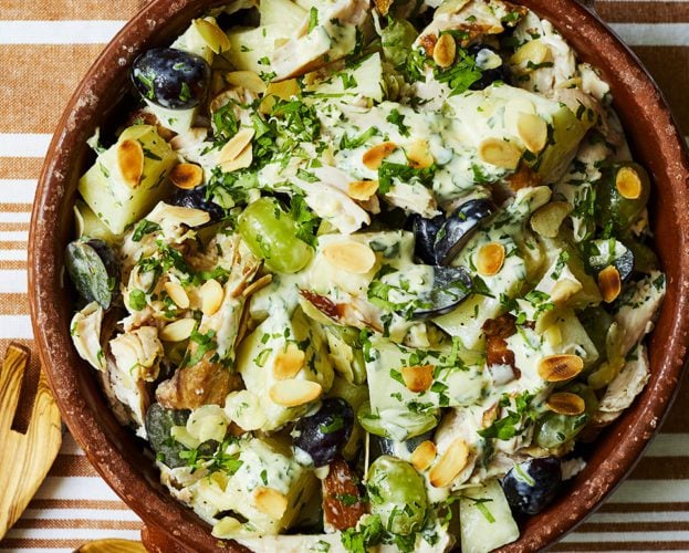 Melon, smoked chicken and grape salad