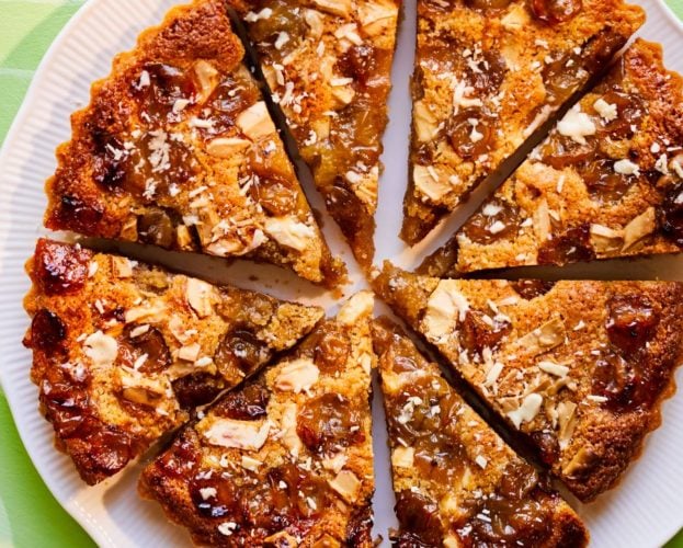 Gooseberry white chocolate tart