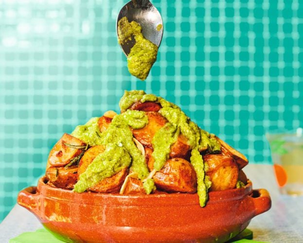 Green patatas bravas