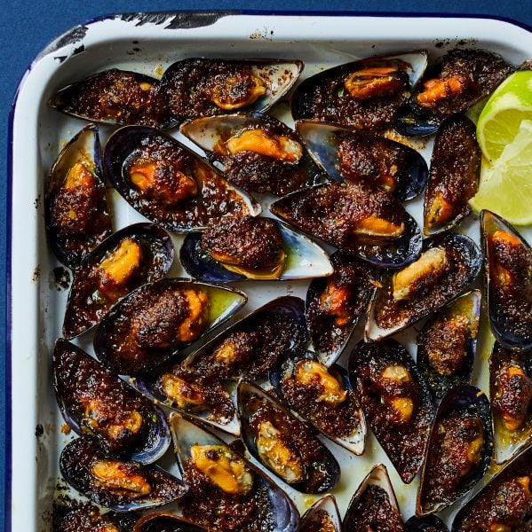 Grilled mussels