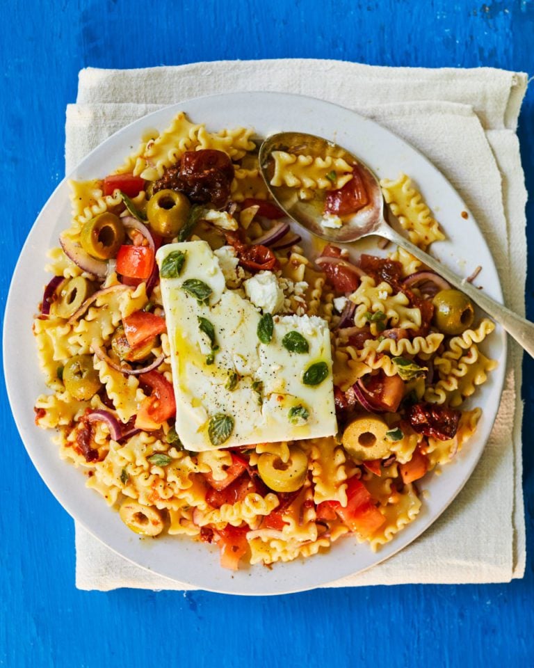 Mediterranean feta pasta salad