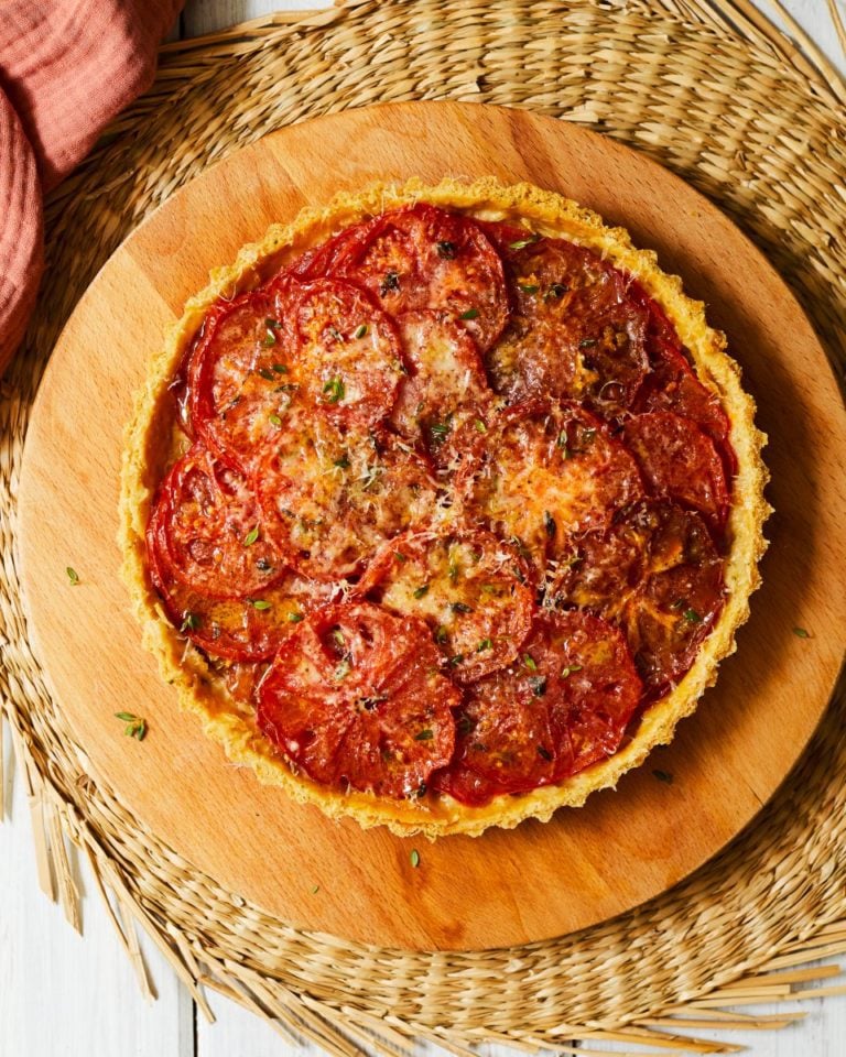 Tomato, shallot and mustard tart