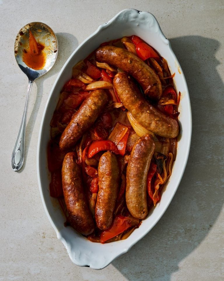 Air fryer sausage and pepper stew