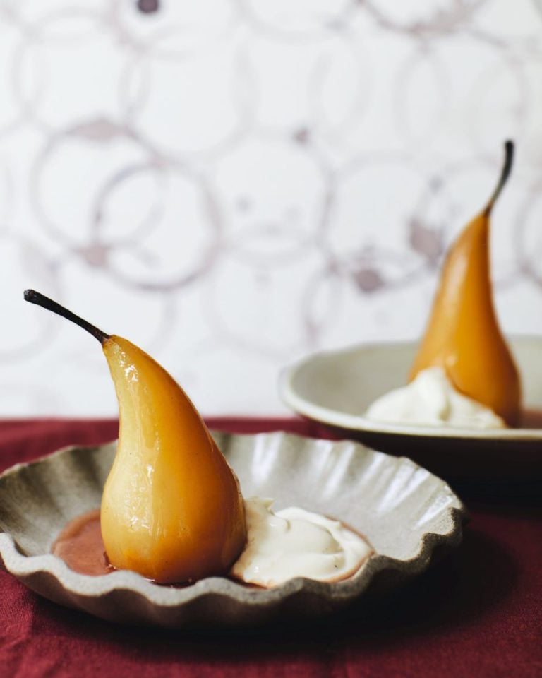 Rosé poached pears