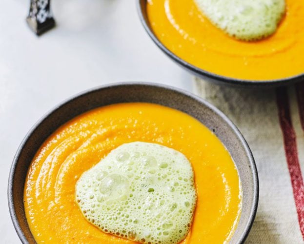 Butternut squash velouté with green curry foam