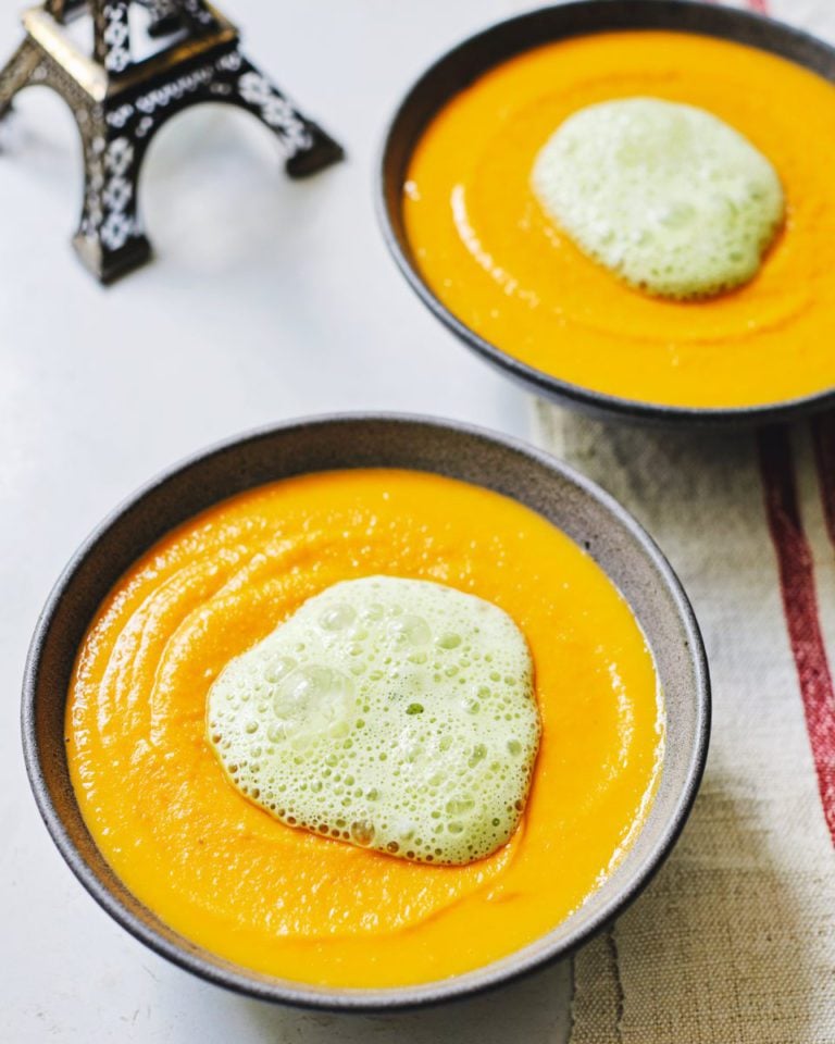 Butternut squash velouté with green curry foam