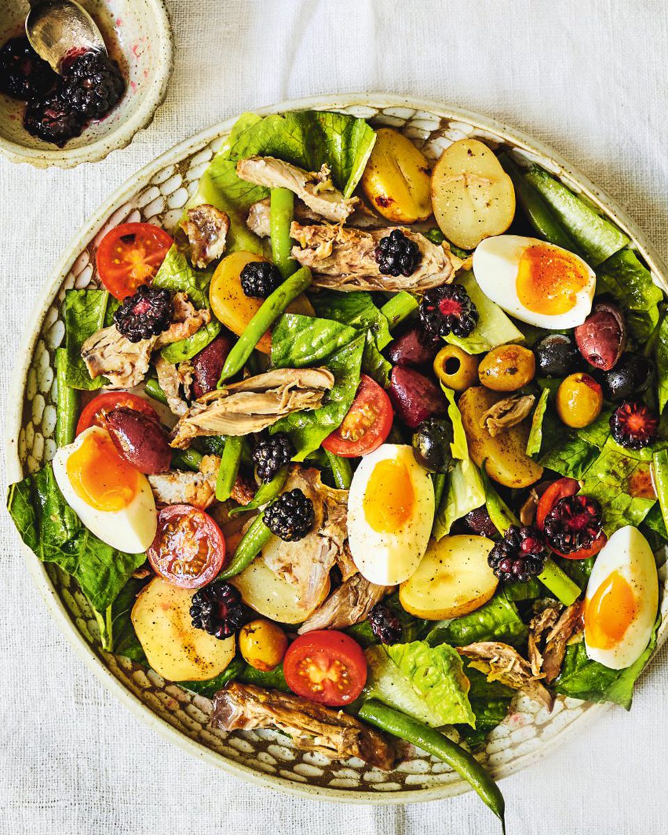 Duck niçoise salad with a blackberry dressing delicious. magazine